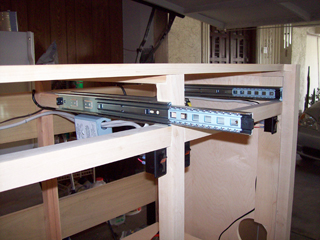 Extended view of installed drawer rails